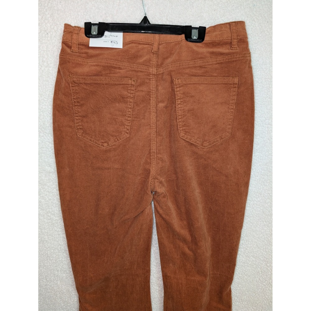 Jelly‎ Jeans Flare Pants Women Size 11 Burnt Orange New Corduroy Raw Hem Retro